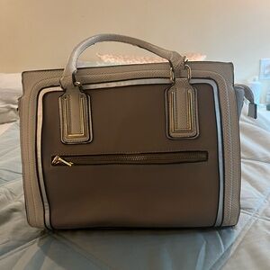 Chic Women's Satchel in Taupe and Cream
